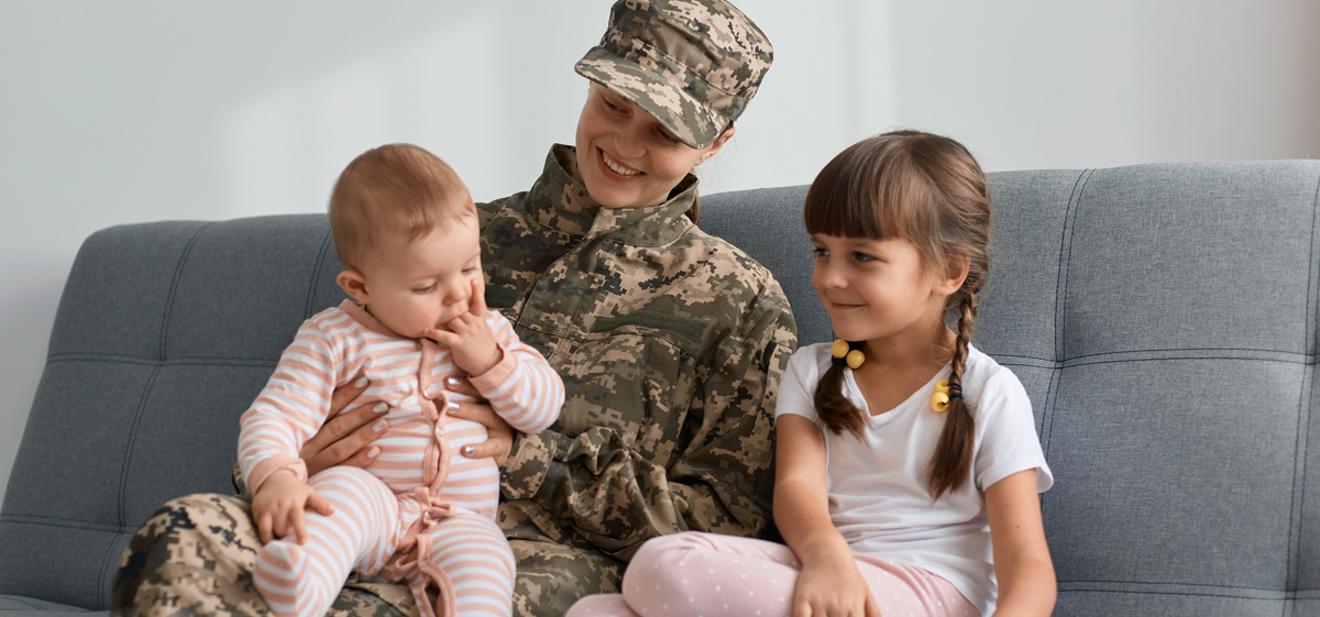 Military Mom, Baby, and Daughter